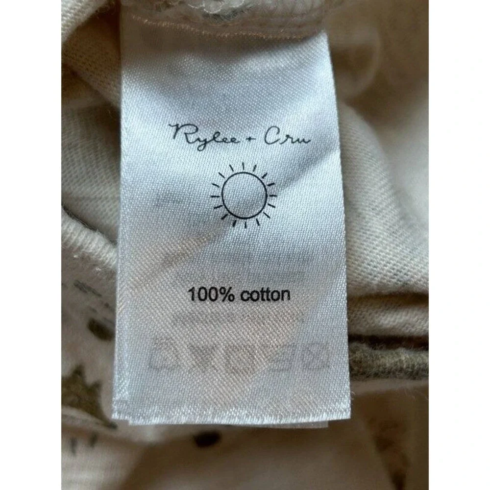 Rylee + Cru Organic Cotton Fox Tree Print 2pc Lounge Pajama Set Cream Tan 12-18